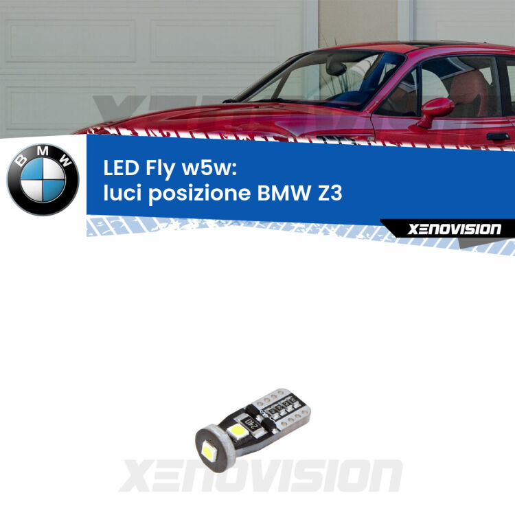 <strong>luci posizione LED per BMW Z3</strong>  1997-2003. Coppia lampadine <strong>w5w</strong> Canbus compatte modello Fly Xenovision.