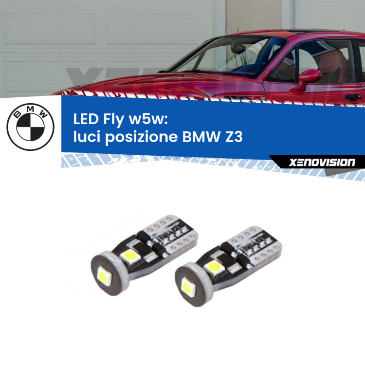 0 Luci posizione LED BMW Z3  1997-2003: W5W Fly <strong>luci posizione LED per BMW Z3</strong>  1997-2003. Coppia lampadine <strong>w5w</strong> Canbus compatte modello Fly Xenovision.