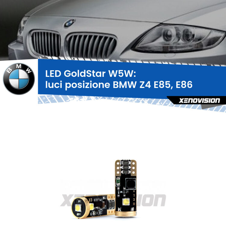 <strong>Luci posizione LED BMW Z4</strong> E85, E86 2003-2008: ottima luminosità a 360 gradi. Si inseriscono ovunque. Canbus, Top Quality.