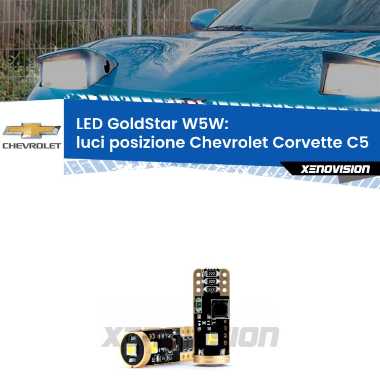 <strong>Luci posizione LED Chevrolet Corvette</strong> C5 1997-2004: ottima luminosità a 360 gradi. Si inseriscono ovunque. Canbus, Top Quality.