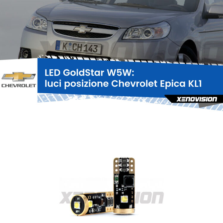 <strong>Luci posizione LED Chevrolet Epica</strong> KL1 2005-2011: ottima luminosità a 360 gradi. Si inseriscono ovunque. Canbus, Top Quality.