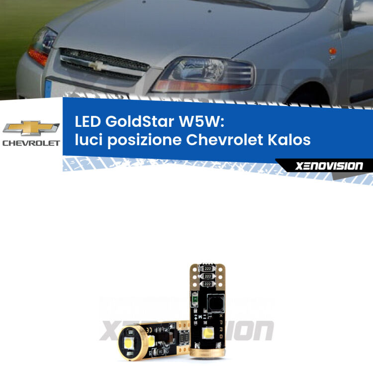 <strong>Luci posizione LED Chevrolet Kalos</strong>  2005-2008: ottima luminosità a 360 gradi. Si inseriscono ovunque. Canbus, Top Quality.