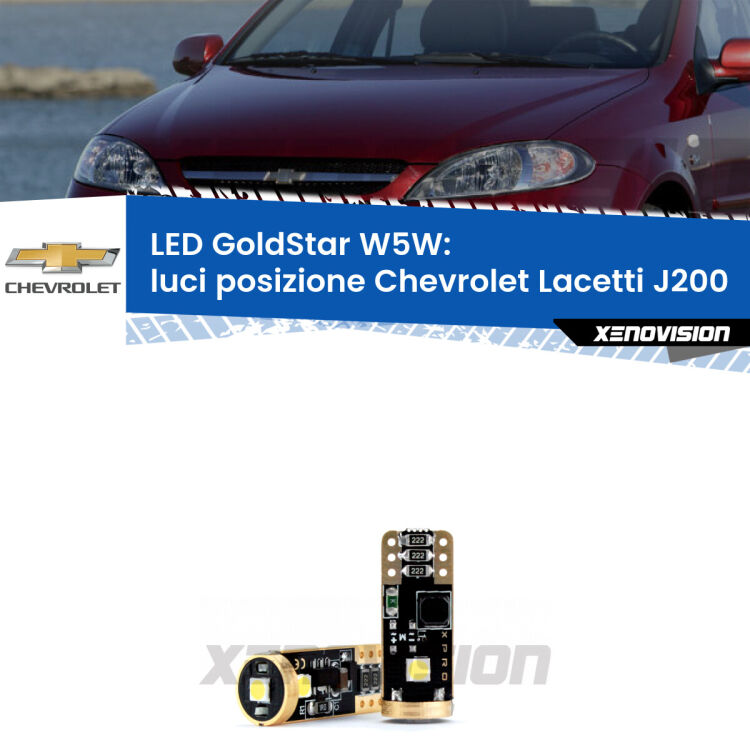 <strong>Luci posizione LED Chevrolet Lacetti</strong> J200 2002-2009: ottima luminosità a 360 gradi. Si inseriscono ovunque. Canbus, Top Quality.