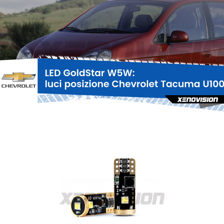 <strong>Luci posizione LED Chevrolet Tacuma</strong> U100 2005-2008: ottima luminosità a 360 gradi. Si inseriscono ovunque. Canbus, Top Quality.