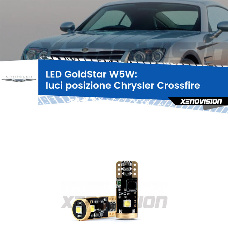 <strong>Luci posizione LED Chrysler Crossfire</strong>  2003-2007: ottima luminosità a 360 gradi. Si inseriscono ovunque. Canbus, Top Quality.