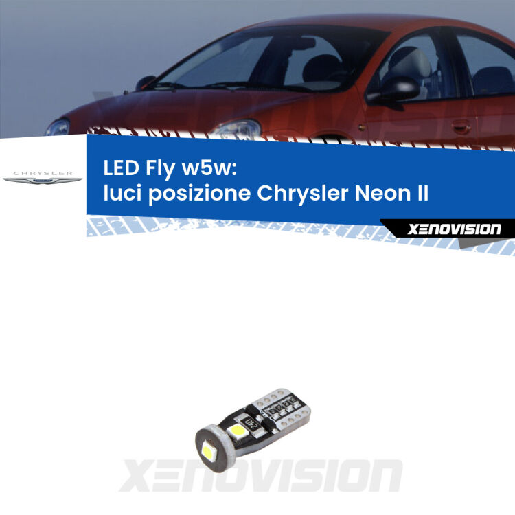 <strong>luci posizione LED per Chrysler Neon II</strong>  1999-2006. Coppia lampadine <strong>w5w</strong> Canbus compatte modello Fly Xenovision.