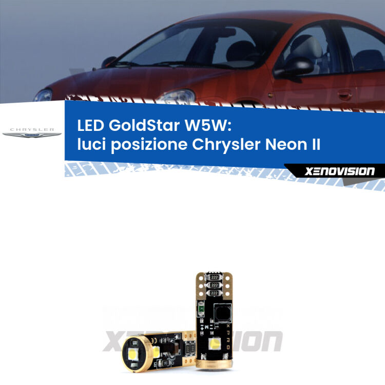 <strong>Luci posizione LED Chrysler Neon II</strong>  1999-2006: ottima luminosità a 360 gradi. Si inseriscono ovunque. Canbus, Top Quality.