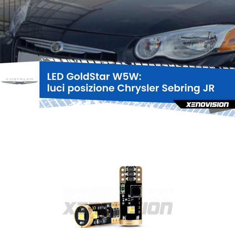 <strong>Luci posizione LED Chrysler Sebring</strong> JR 2001-2007: ottima luminosità a 360 gradi. Si inseriscono ovunque. Canbus, Top Quality.