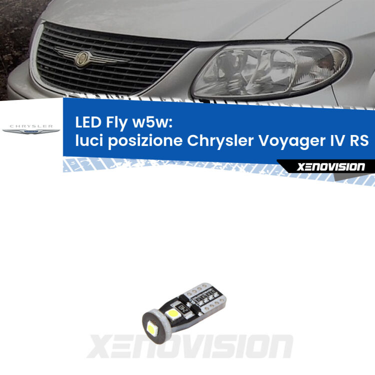 <strong>luci posizione LED per Chrysler Voyager IV</strong> RS 2000-2007. Coppia lampadine <strong>w5w</strong> Canbus compatte modello Fly Xenovision.