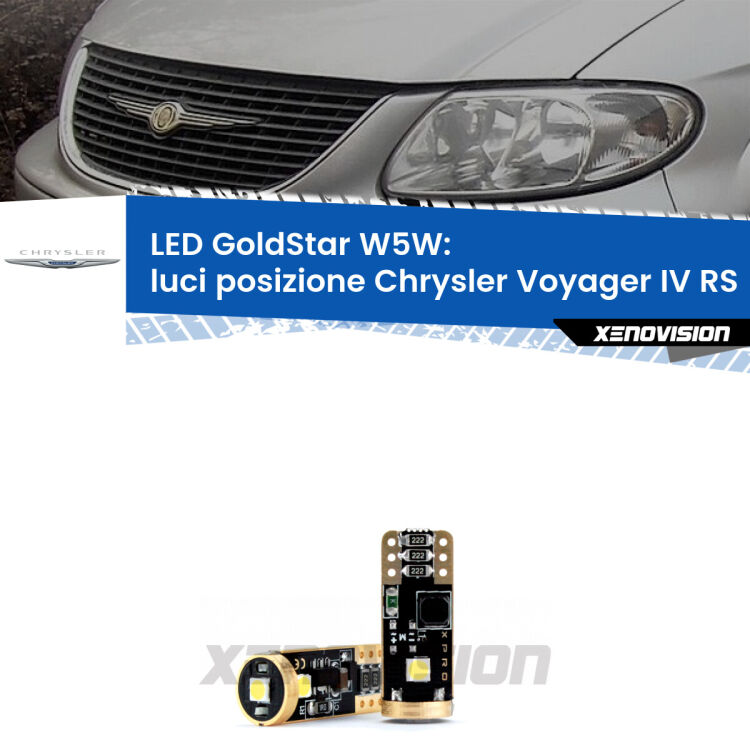 <strong>Luci posizione LED Chrysler Voyager IV</strong> RS 2000-2007: ottima luminosità a 360 gradi. Si inseriscono ovunque. Canbus, Top Quality.