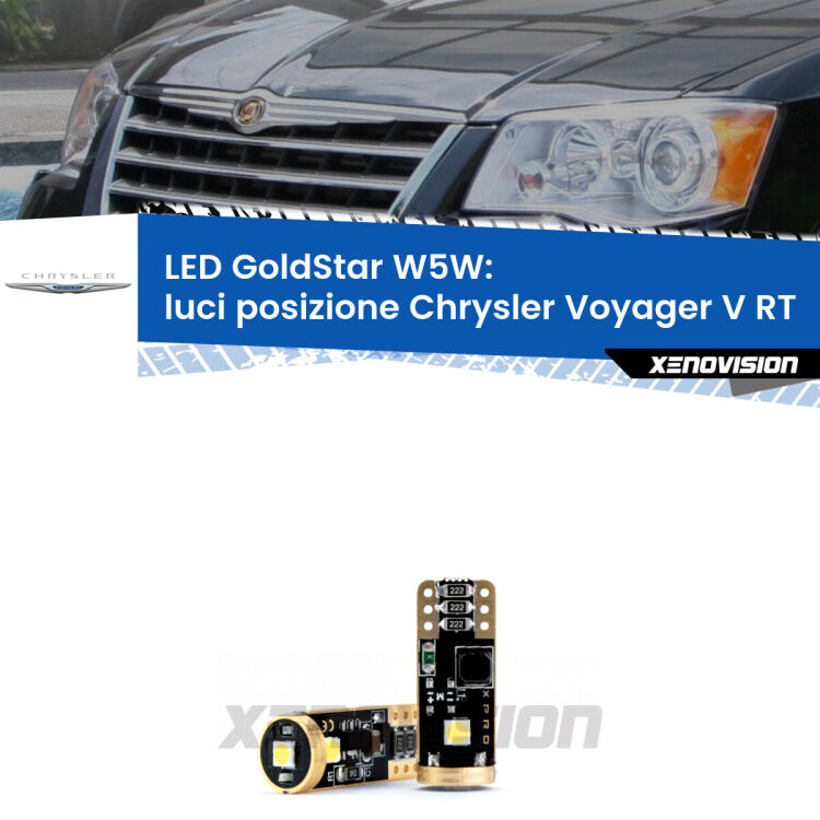 <strong>Luci posizione LED Chrysler Voyager V</strong> RT 2007-2016: ottima luminosità a 360 gradi. Si inseriscono ovunque. Canbus, Top Quality.