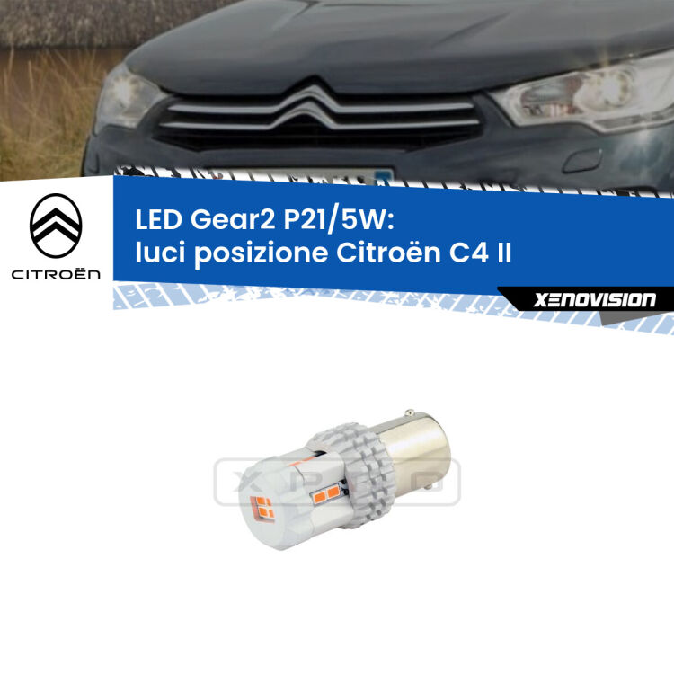 0 Luci posizione LED Citroën C4 II 2009-2016: P21/5W Gear <strong>Luci posizione LED no-spie per Citroën C4</strong> II 2009-2016. Una lampada <strong>P21/5W</strong> modello Gear da Xenovision.