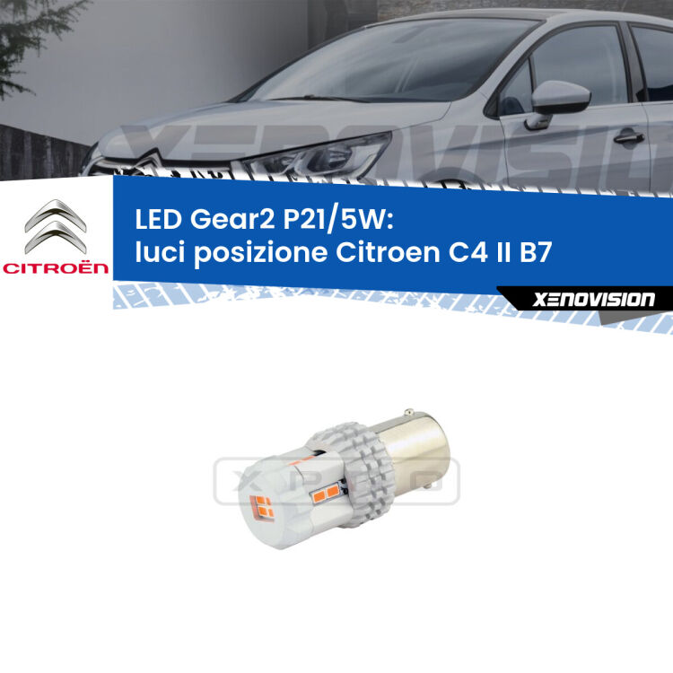 <strong>Luci posizione LED no-spie per Citroen C4 II</strong> B7 2009-2016. Una lampada <strong>P21/5W</strong> modello Gear da Xenovision.