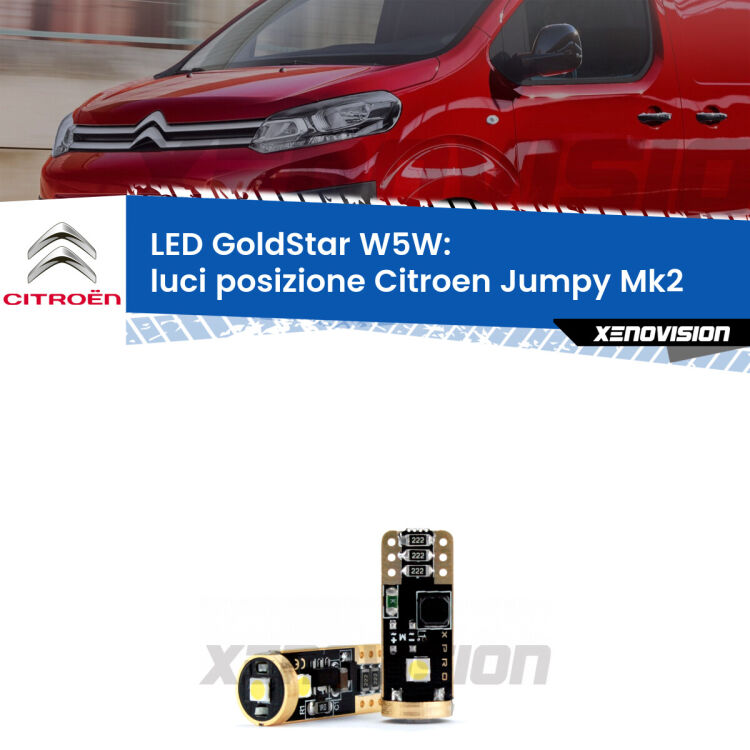 <strong>Luci posizione LED Citroen Jumpy</strong> Mk2 2006-2015: ottima luminosità a 360 gradi. Si inseriscono ovunque. Canbus, Top Quality.
