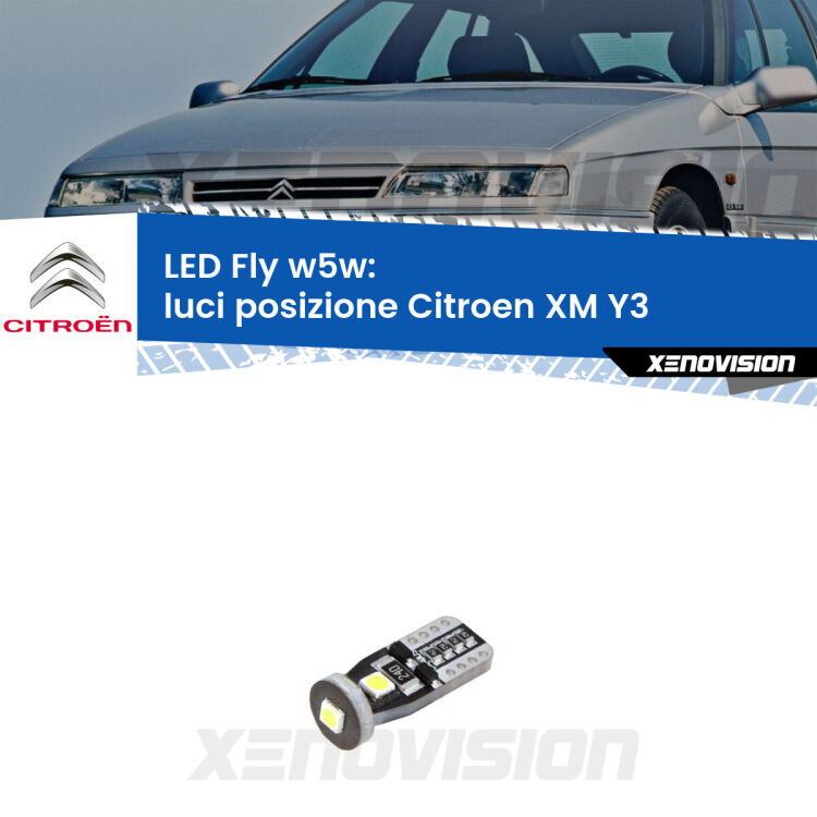 <strong>luci posizione LED per Citroen XM</strong> Y3 1989-1994. Coppia lampadine <strong>w5w</strong> Canbus compatte modello Fly Xenovision.