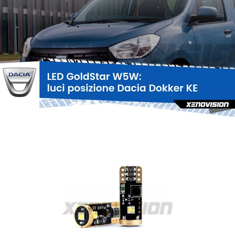 <strong>Luci posizione LED Dacia Dokker</strong> KE 2012in poi: ottima luminosità a 360 gradi. Si inseriscono ovunque. Canbus, Top Quality.