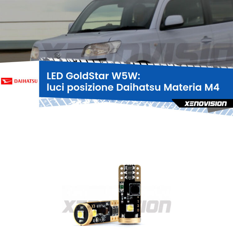 <strong>Luci posizione LED Daihatsu Materia</strong> M4 2006in poi: ottima luminosità a 360 gradi. Si inseriscono ovunque. Canbus, Top Quality.