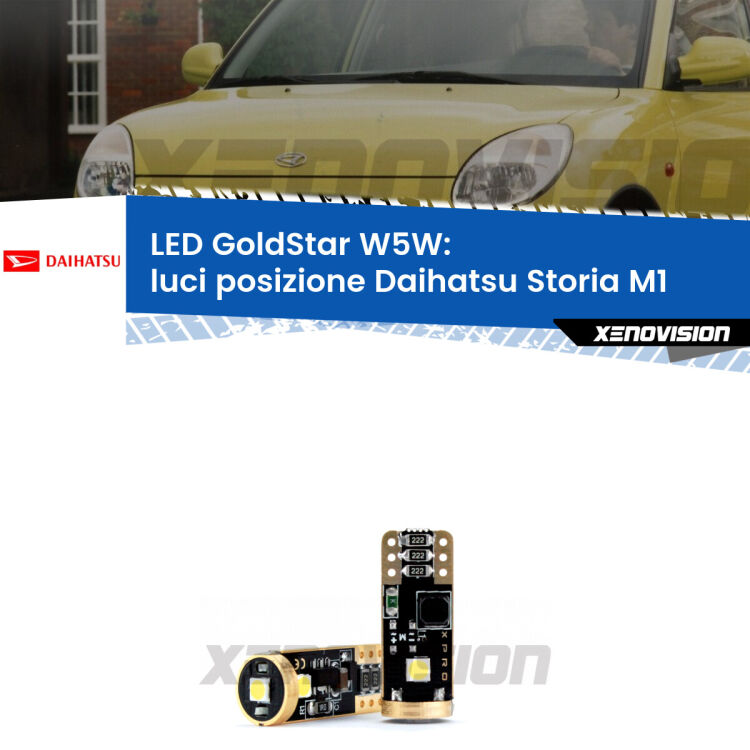 <strong>Luci posizione LED Daihatsu Storia</strong> M1 1998-2005: ottima luminosità a 360 gradi. Si inseriscono ovunque. Canbus, Top Quality.