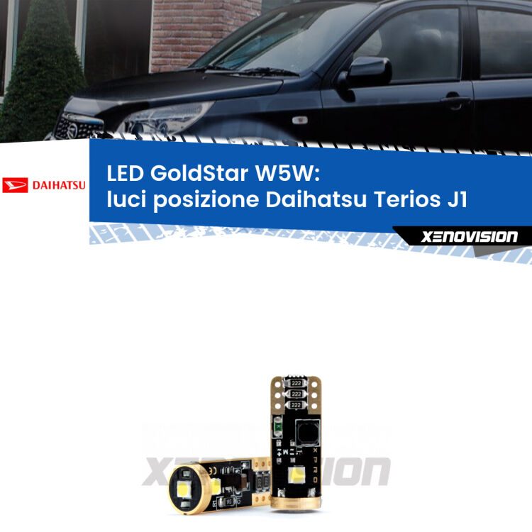 <strong>Luci posizione LED Daihatsu Terios</strong> J1 1997-2005: ottima luminosità a 360 gradi. Si inseriscono ovunque. Canbus, Top Quality.