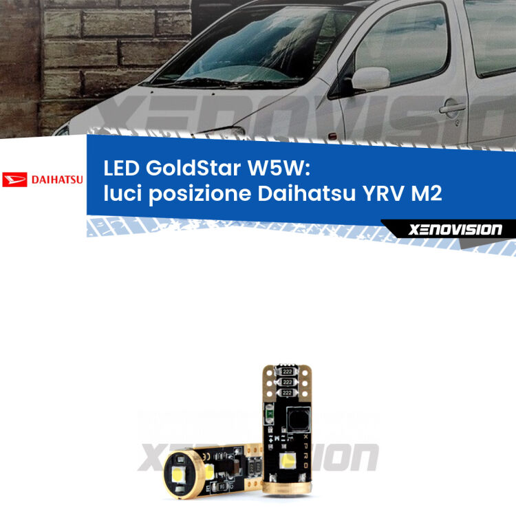 <strong>Luci posizione LED Daihatsu YRV</strong> M2 2000-2005: ottima luminosità a 360 gradi. Si inseriscono ovunque. Canbus, Top Quality.