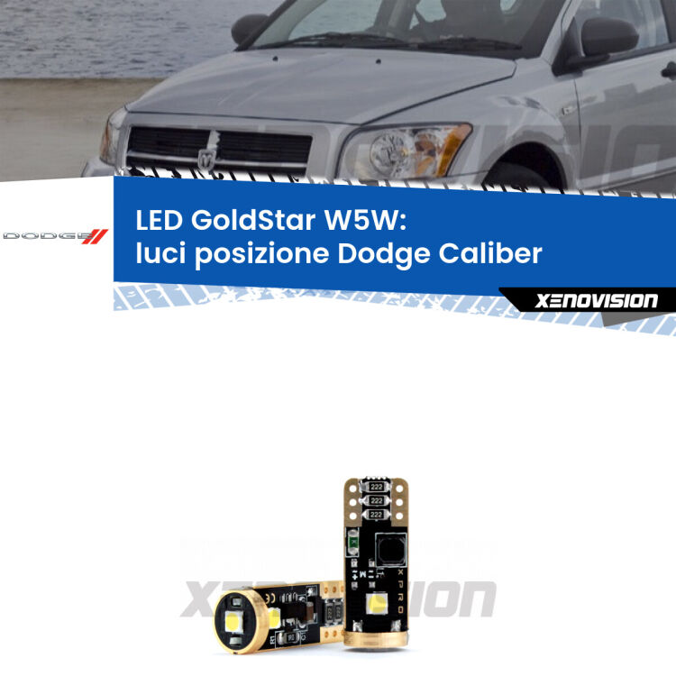 <strong>Luci posizione LED Dodge Caliber</strong>  2006-2011: ottima luminosità a 360 gradi. Si inseriscono ovunque. Canbus, Top Quality.