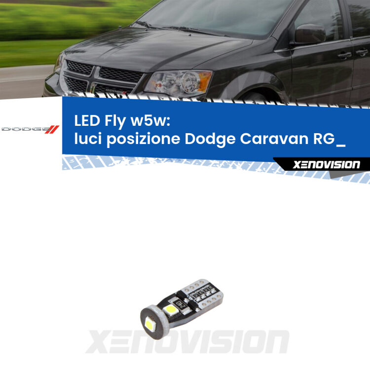 <strong>luci posizione LED per Dodge Caravan</strong> RG_ 2000-2007. Coppia lampadine <strong>w5w</strong> Canbus compatte modello Fly Xenovision.