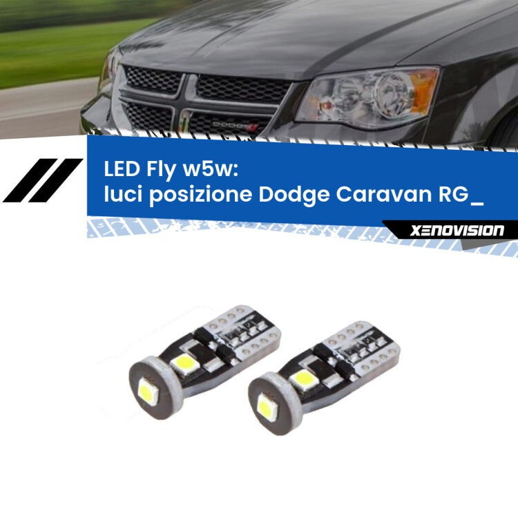 0 Luci posizione LED Dodge Caravan RG_ 2000-2007: W5W Fly <strong>luci posizione LED per Dodge Caravan</strong> RG_ 2000-2007. Coppia lampadine <strong>w5w</strong> Canbus compatte modello Fly Xenovision.