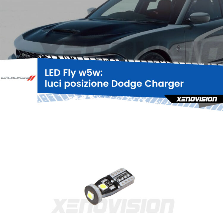 <strong>luci posizione LED per Dodge Charger</strong>  2011-2014. Coppia lampadine <strong>w5w</strong> Canbus compatte modello Fly Xenovision.