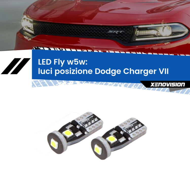 0 Luci posizione LED Dodge Charger VII 2011-2014: W5W Fly <strong>luci posizione LED per Dodge Charger</strong> VII 2011-2014. Coppia lampadine <strong>w5w</strong> Canbus compatte modello Fly Xenovision.