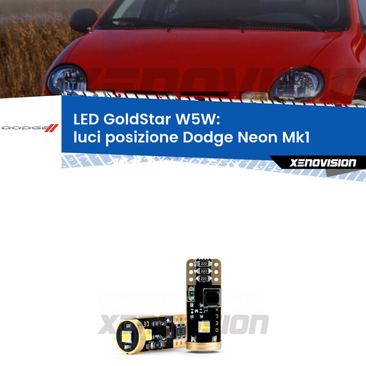 <strong>Luci posizione LED Dodge Neon</strong> Mk1 1994-1999: ottima luminosità a 360 gradi. Si inseriscono ovunque. Canbus, Top Quality.