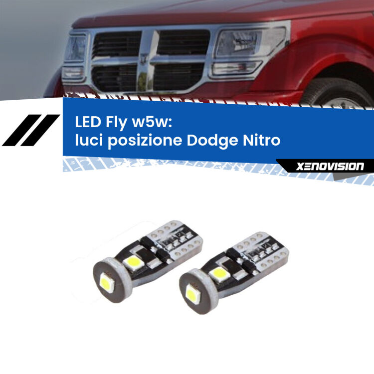 0 Luci posizione LED Dodge Nitro  2006-2012: W5W Fly <strong>luci posizione LED per Dodge Nitro</strong>  2006-2012. Coppia lampadine <strong>w5w</strong> Canbus compatte modello Fly Xenovision.