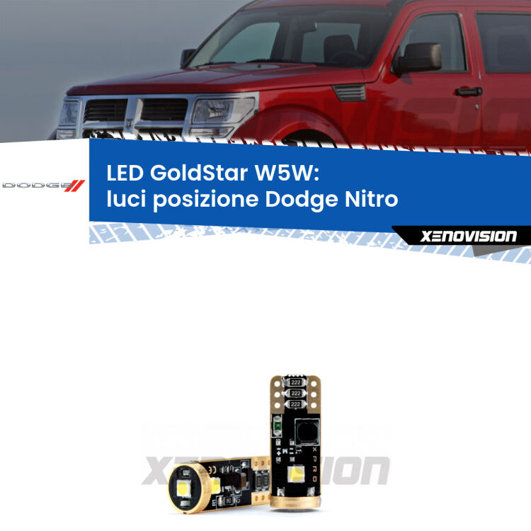 <strong>Luci posizione LED Dodge Nitro</strong>  2006-2012: ottima luminosità a 360 gradi. Si inseriscono ovunque. Canbus, Top Quality.