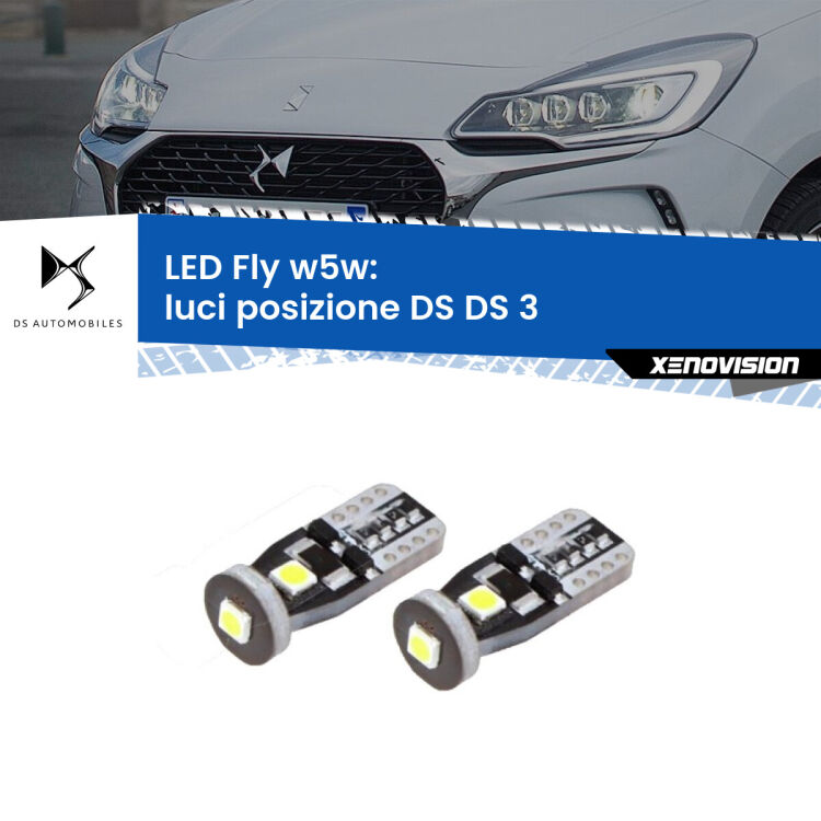 0 Luci posizione LED DS DS 3 2015in poi: W5W Fly <strong>luci posizione LED per DS DS 3</strong> 2015in poi. Coppia lampadine <strong>w5w</strong> Canbus compatte modello Fly Xenovision.