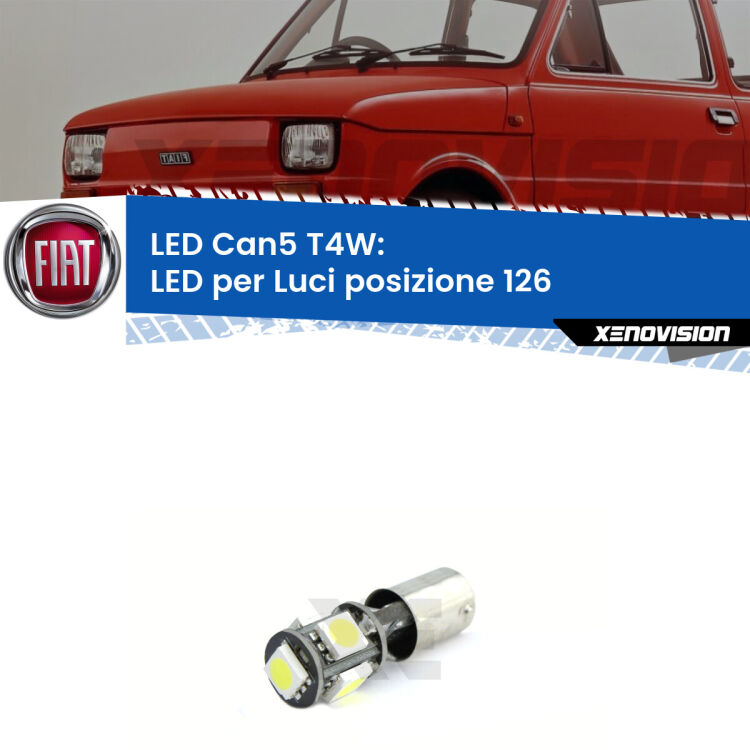 <strong>luci posizione LED per Fiat 126</strong>  1972-2000. Lampadina <strong>Ba9s</strong> Canbus compatta da Xenovision.