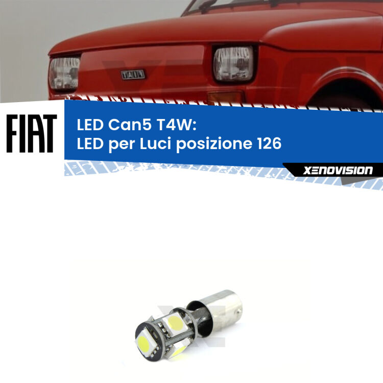 0 Luci posizione LED Fiat 126 1972-2000: T4W Xenovision <strong>luci posizione LED per Fiat 126</strong> 1972-2000. Lampadina <strong>T4W</strong> BA9s Canbus da Xenovision.