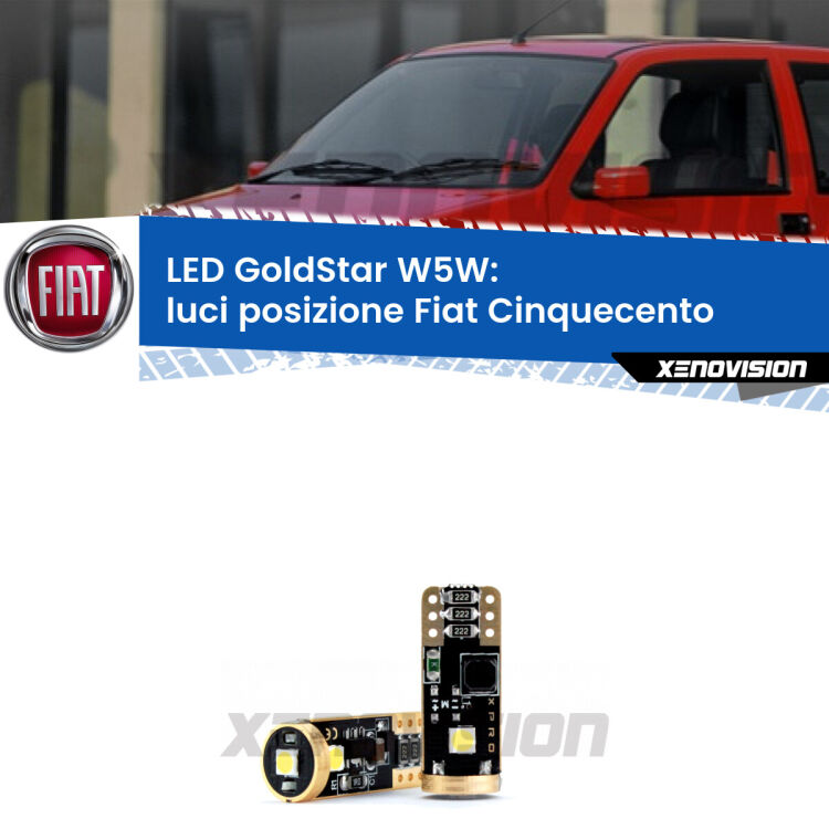 <strong>Luci posizione LED Fiat Cinquecento</strong>  1991-1999: ottima luminosità a 360 gradi. Si inseriscono ovunque. Canbus, Top Quality.