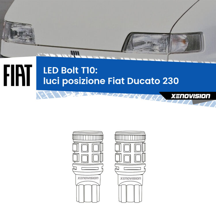 0 Luci posizione LED Fiat Ducato 230 1994-2002: T10 Bolt <strong>Luci posizione LED per Fiat Ducato</strong> 230 1994-2002. Coppia lampade <strong>T10</strong> modello Bolt canbus.