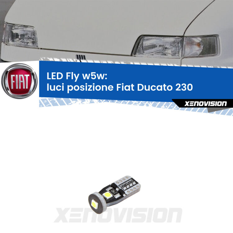 <strong>luci posizione LED per Fiat Ducato</strong> 230 1994-2002. Coppia lampadine <strong>w5w</strong> Canbus compatte modello Fly Xenovision.