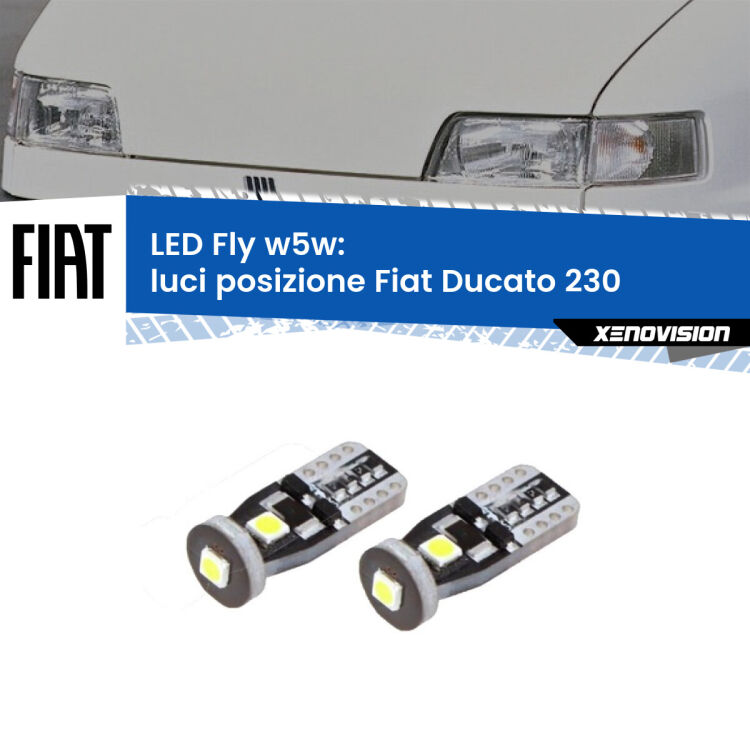 0 Luci posizione LED Fiat Ducato 230 1994-2002: W5W Fly <strong>luci posizione LED per Fiat Ducato</strong> 230 1994-2002. Coppia lampadine <strong>w5w</strong> Canbus compatte modello Fly Xenovision.