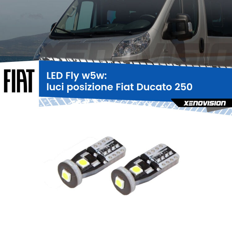 0 Luci posizione LED Fiat Ducato 250 2006-2013: W5W Fly <strong>luci posizione LED per Fiat Ducato</strong> 250 2006-2013. Coppia lampadine <strong>w5w</strong> Canbus compatte modello Fly Xenovision.