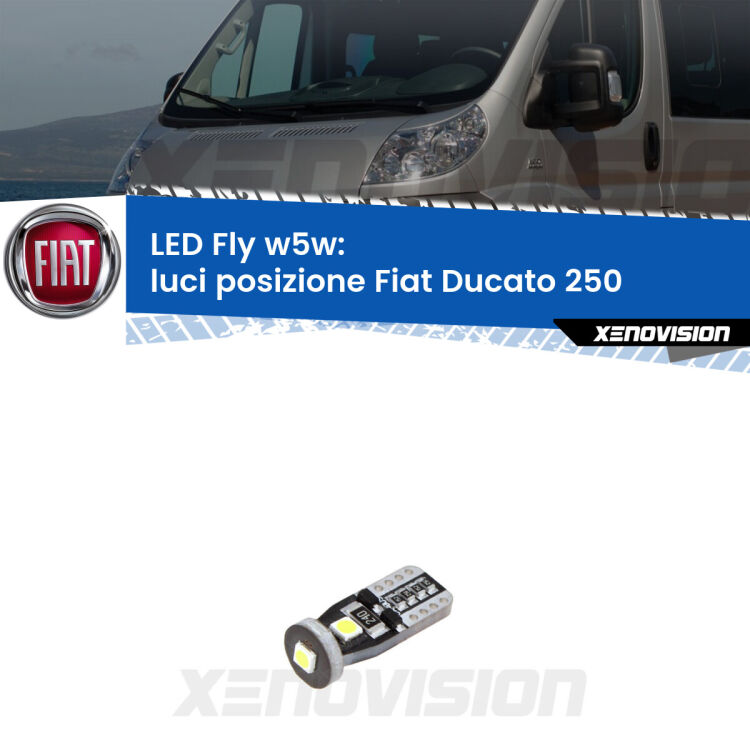 <strong>luci posizione LED per Fiat Ducato</strong> 250 2006-2013. Coppia lampadine <strong>w5w</strong> Canbus compatte modello Fly Xenovision.