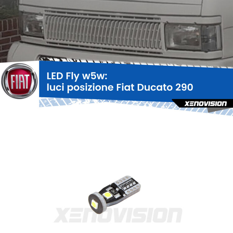 <strong>luci posizione LED per Fiat Ducato</strong> 290 1989-1994. Coppia lampadine <strong>w5w</strong> Canbus compatte modello Fly Xenovision.