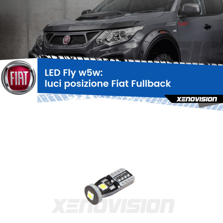 <strong>luci posizione LED per Fiat Fullback</strong>  2016-2019. Coppia lampadine <strong>w5w</strong> Canbus compatte modello Fly Xenovision.