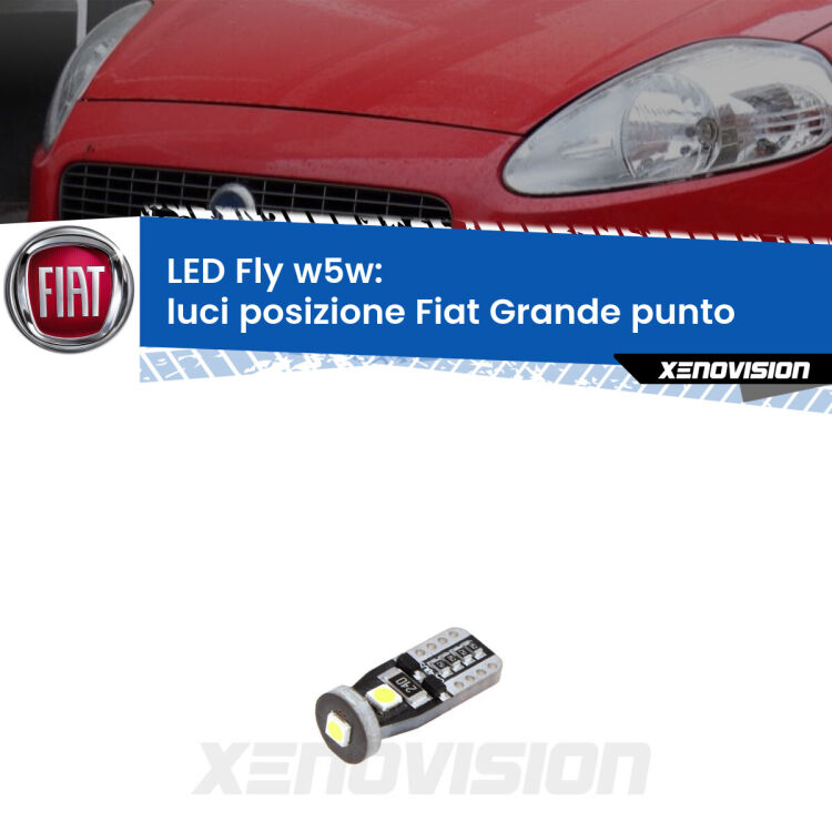 <strong>luci posizione LED per Fiat Grande punto</strong>  2005-2018. Coppia lampadine <strong>w5w</strong> Canbus compatte modello Fly Xenovision.