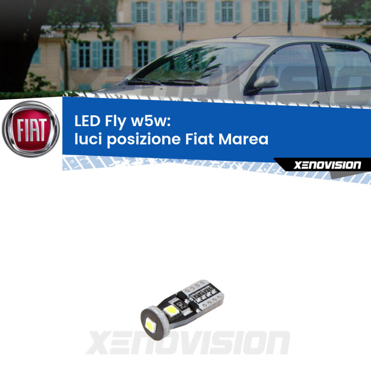 <strong>luci posizione LED per Fiat Marea</strong>  1996-2002. Coppia lampadine <strong>w5w</strong> Canbus compatte modello Fly Xenovision.