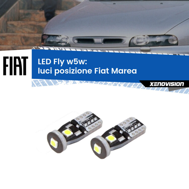 0 Luci posizione LED Fiat Marea 1996-2002: W5W Fly <strong>luci posizione LED per Fiat Marea</strong> 1996-2002. Coppia lampadine <strong>w5w</strong> Canbus compatte modello Fly Xenovision.