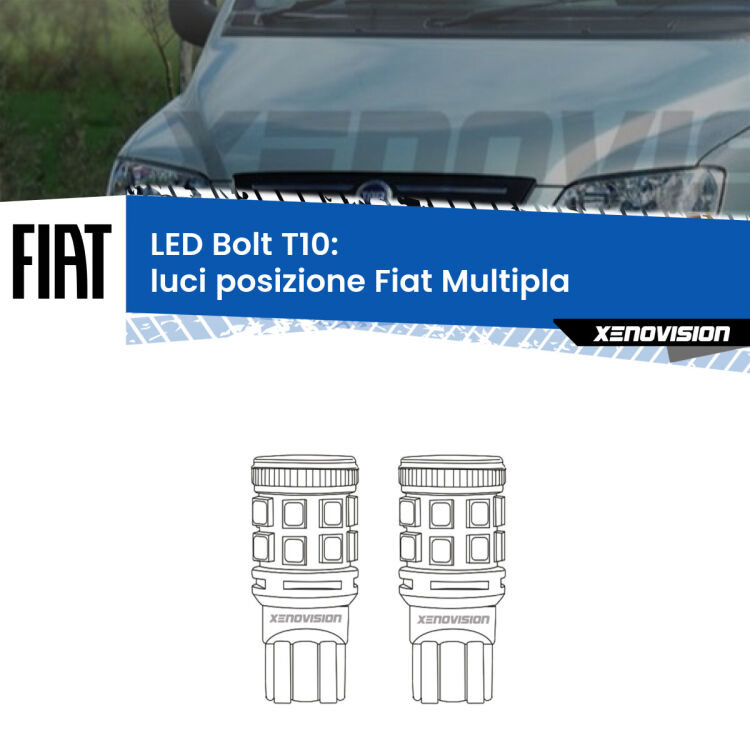 0 Luci posizione LED Fiat Multipla  1999-2010: T10 Bolt <strong>Luci posizione LED per Fiat Multipla</strong>  1999-2010. Coppia lampade <strong>T10</strong> modello Bolt canbus.