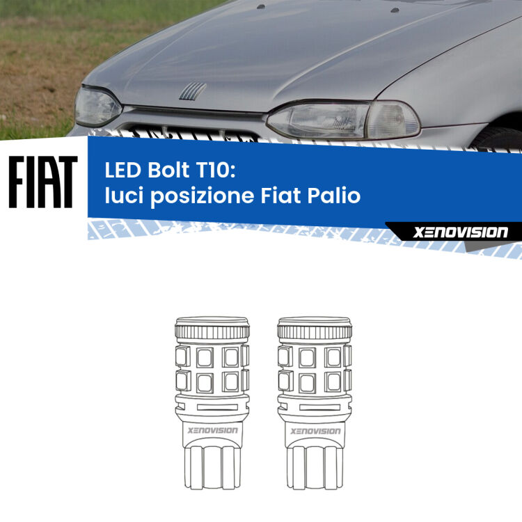 0 Luci posizione LED Fiat Palio 1996-2003: T10 Bolt <strong>Luci posizione LED per Fiat Palio</strong> 1996-2003. Coppia lampade <strong>T10</strong> modello Bolt canbus.