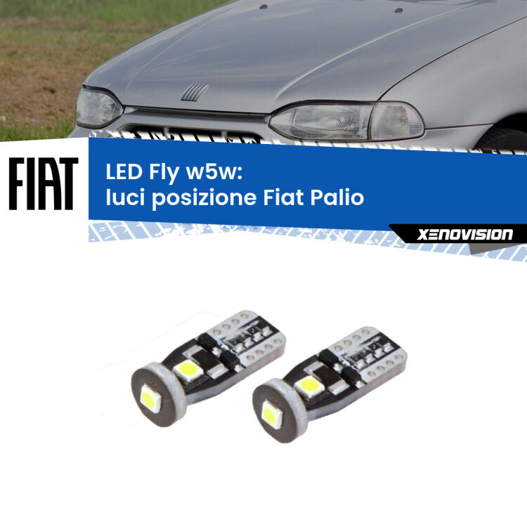 0 Luci posizione LED Fiat Palio 1996-2003: W5W Fly <strong>luci posizione LED per Fiat Palio</strong> 1996-2003. Coppia lampadine <strong>w5w</strong> Canbus compatte modello Fly Xenovision.