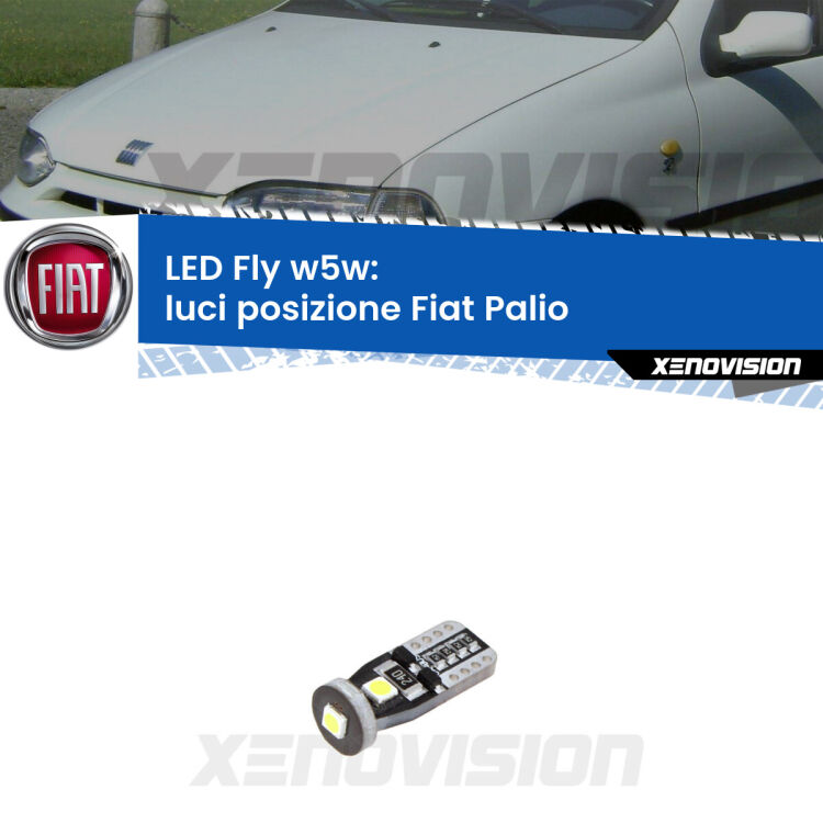 <strong>luci posizione LED per Fiat Palio</strong>  1996-2003. Coppia lampadine <strong>w5w</strong> Canbus compatte modello Fly Xenovision.